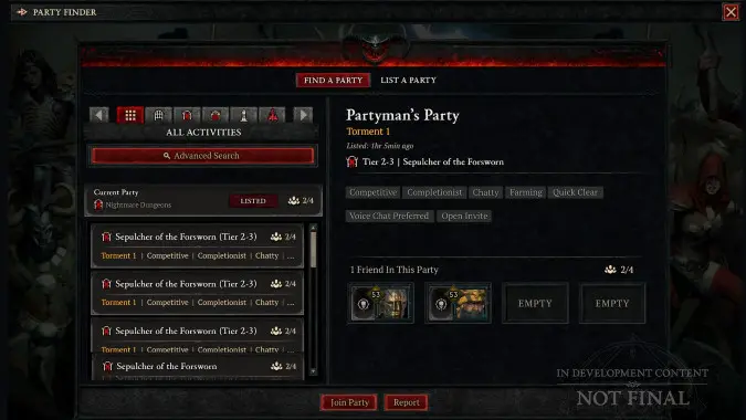 Wie benutzt man das neue Party Finder-Tool in Diablo 4 Vessel of Hatred?